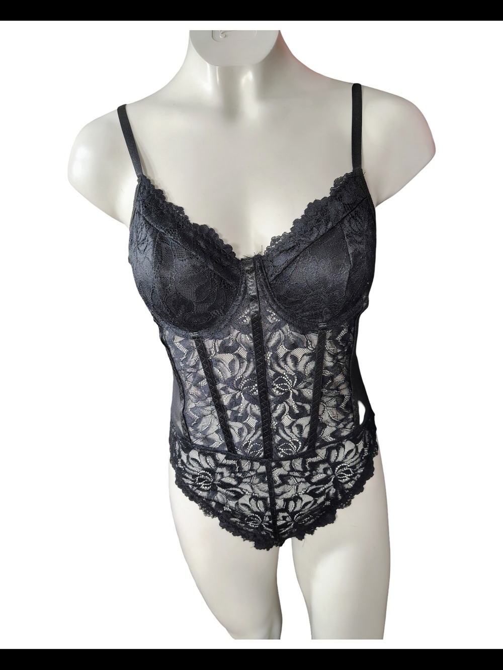 Amazon Black Lace Corset-Style Bodysuit